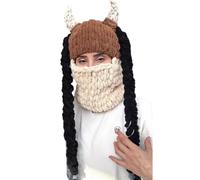 Storage Bag Funny Halloween VikingHelmet Cap Novelty Knit Horn Hat Women Men Winter Warm Party Hat Adult Carnivals Party Supplies Handmade Knitted Horn Unisex Winter Accessory Outdoor Activities