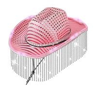 Storage Bag Glowing Cowboy Hat With LEDs Tassels Sequins Hat For Club Carnivals Parties Vacation For Female Comedian Actress Cowboy Hats Women