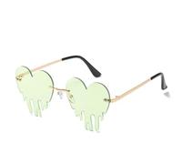 Storage Bag Heart Shape Dripping Sun Glasses For Women And Teens Fashionable Rimless Event Glasses For Music Festival And Night Event