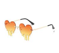 Storage Bag Heart Shape Dripping Sun Glasses For Women And Teens Fashionable Rimless Event Glasses For Music Festival And Night Event