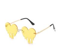 Storage Bag Heart Shape Dripping Sun Glasses For Women And Teens Fashionable Rimless Event Glasses For Music Festival And Night Event