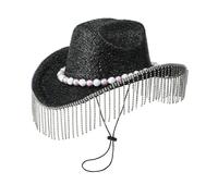 Storage Bag Heavy Cowboy Hats Tassels Glittered Hat For Disco House Cocktails Parties Vacation Sparkly Tassels For Comedian Sparkling Cowgirl Hat