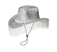Storage Bag Heavy Cowboy Hats Tassels Glittered Hat For Disco House Cocktails Parties Vacation Sparkly Tassels For Comedian Sparkling Cowgirl Hat