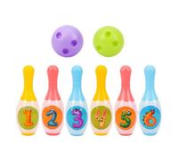 Storage Bag Kids Bowling Toy Set Toddler Indoor Outdoor Activity Play Game 6 Pins Two Balls Set Educational Toy For Birthday Party Indoor Outdoor Activity Play Game