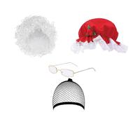 Storage Bag Mrs. Clause Hat Hair Necklace Apron Eyeglasses Set For Women Girl Kids Cosplay Christmas Costume Santa Dress Up Outfits Christmas Hat