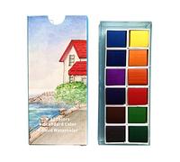 Storage Bag Professional Watercolor Paint Metallic Solid Watercolor Set 12 Colors For Kid Beginner Art Painting Paints For Kids Washable Metallic Paints Artists Adults Beginners Professional