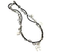 Storage Bag Sweet Cool Punk Heart Clavicle Chain Necklace Double Layer Bowknot Choker Y2K Jewelry For Women Bowknot Charm Necklace Sweet Cool Clavicle Chain Choker