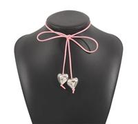 Storage Bag Sweet Cool Ribbon Bows Choker Heart Pendant Necklace For Female Minority Collar Chain Wedding Bowknot Clavicle Delicate Necklace