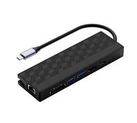 Storage Bag USB C 7 Port Adapter With Gigabit Ethernet 4K30hz Transmission And Two USB3.0 With Small Memory Slots Laptop Expansion Dock