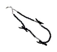 Storage Bag Y2K Bowknot Necklace Simple Imitation Pearl Beaded Collar Necklaces Sweet Cool Choker Statement Jewelry Gift Rhinestone Bowknot Necklace