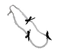 Storage Bag Y2K Bowknot Necklace Simple Imitation Pearl Beaded Collar Necklaces Sweet Cool Choker Statement Jewelry Gift Rhinestone Bowknot Necklace