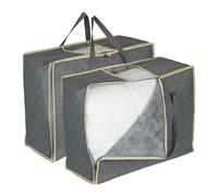 Storage Bags Duvet Quilt Cover Organiser Tidy Bedding 2 Pack Fabric Grey