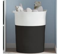 Storage Basket 100% Cotton Black Ø49x65 cm Foldable Handles Decorative Organizer