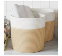 Storage Basket Beige 2pcs 60/40 cotton polyester Ø28x28cm Foldable With Handles