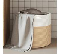 Storage Basket Beige White 40x35cm Cotton Rope Foldable Toy Laundry Bin Decor XL