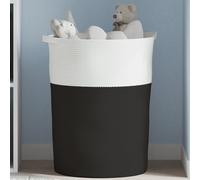 Storage Basket Black & White Ø49x65 cm 60% Cotton 40% Polyester Collapsible Lrg