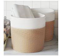 Storage Basket Brown 28x28cm Cotton/Poly Foldable Handles Decorative Home Extra