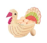 Storage Basket,Chicken Shaped Egg Basket,Woven Basket Egg Holder Imitation Rattan Table Snacks Organizer Farm Hen Container HandWoven Basket Mini Storage Basket for Kitchen Counter,8.7x5.1x6.7inch