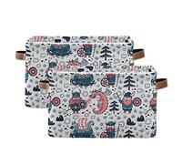 Storage Basket Cube Cute Viking Dragon Large Collapsible Toys Storage Box Bin Laundry Organizer for Closet Shelf Nursery Kids Bedroom,15x11x9.5 in,2 Pack