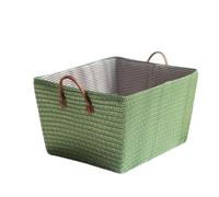 Storage Basket, Fabric, With Handle, Square, Storage Basket, Interior Goods, Clothes Storage, Toy Storage, Small Items, Living Room, Closet, Scandinavian Style, Green [Parallel Import], green, Clear