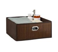 Storage basket Folding Organiser 12 L 3 pcs Bamboo Storage Box Brown 3 kg