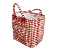 Storage Basket For Home Bedroom Bathroom With Bow Pattern Collapsible | Red And White Checkered Storage Basket With Bow, Soft Quilted Cotton Laundry Hamper For Bedroom Bathroom