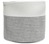 Storage Basket, Grey and White, Diameter 40 x 35 cm, Cotton with Handles, Foldable and Durable, Versatile Organiser for Toys, Laundry, Towels, Decoration and Order in the Living Room