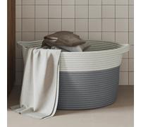 Storage Basket Grey & White 40x25cm Cotton-Blend Foldable Handles Home KidsRoom