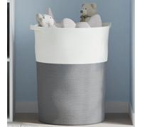 Storage Basket Grey White Ø49x65cm Cotton Rope Collapsible Blanket Bin Organizer