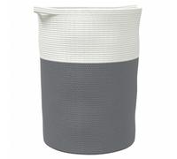 Storage Basket Grey White Ø49x65cm Cotton Rope Collapsible Blanket Bin Organizer