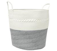 (grey and white, 43 x 38 cm) vidaXL Storage Basket Laundry Basket Washing Basket Laundry Hamper Cotton