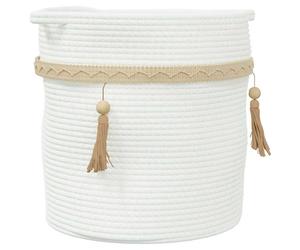 Storage Basket Laundry Bin Washing White Cotton vidaXL