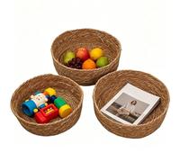 Storage Basket, Natural Art Decor, 3pcs, Woven Storage Baskets, Wicker Basket, Clutter Free, For Toys Snacks Beach Picking Harvesting Fruit Vegetable Egg Bouquet Flowers Kitchen Living Room