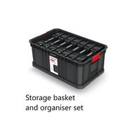 (Storage basket & organiser set) Storage Tool Box Platform Wheels Large Toolbox Mobile Tray Compartment Stackable