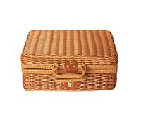 Storage Basket,Picnic,Imitation Rattan Vintage,Traditional Wicker Hamper Box,Woven,Hand Made,For Cosmetic Bags,Souvenirs,Picnics,Brown