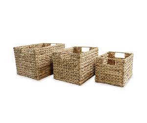Storage Basket Set 3 Piece Water Hyacinth Laundry Clothes Bin Box Case vidaXL