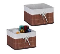 Storage Basket Set Bathroom Organiser Shelf Box Fabric Insert 20x31x31cm Bamboo