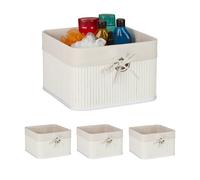 Storage Basket Set Bathroom Organiser Shelf Box Fabric Insert 20x31x31cm Bamboo
