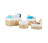 Storage basket set natural wood baskets 8 pieces washable cover removable cover