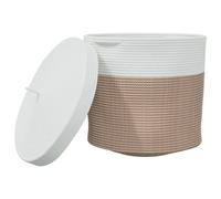 (brown) vidaXL Storage Basket with Lid Laundry Washing Basket Laundry Hamper Cotton