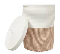 vidaXL Storage Basket with Lid Black and Beige Ø37x50 cm Cotton