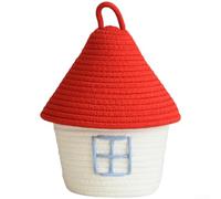 Storage Basket with Lid Made from Cotton for Organizing For Toys Snacks Stationery and Home Essentials (D)