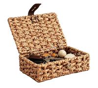 Storage Basket With Lid - Wicker Hampers Basket, Water Hyacinth Vintage Organizing Boxes For Bedroom Bathroom Kitchen Study Coffee Table Clothes Toiletries Remotes Snacks