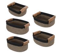 Storage Basket with Pu Handles Cotton 5pcs Rope Woven Set