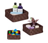 Storage basket Woven Baskets 3 Sizes Brown Storage Baskets Set Organiser Baskets