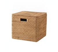 Storage Basket Woven Box Organizer Bin Container With Lid Classic Rattan With Stable Structure And Storage Suitable for books accessories linens media storage home organization, 40 30 28cm