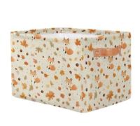 Storage Baskets Autumn Maple Leaf Little Fox Toy Basket with Handles Foldable Fabric Storage Boxes for Shelves Home Office, 38x28x24cm