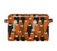 storage baskets Cute Penguin Bronze Orange and Brown foldable and waterproof cloth baskets with sturdy handle stuff Decoration 2 pack for clothing cajas para guardar cosas