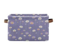 storage baskets Daisy Flower Purple Foldable and waterproof storage bin with sturdy handle rack Decoration 2 pack for home stoarge