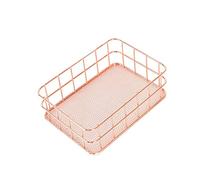 Storage Baskets Decorative Baskets Metal Basket for Desktop Fruit Snacks Jewellery Cosmetic Organizer Box Rose Gold